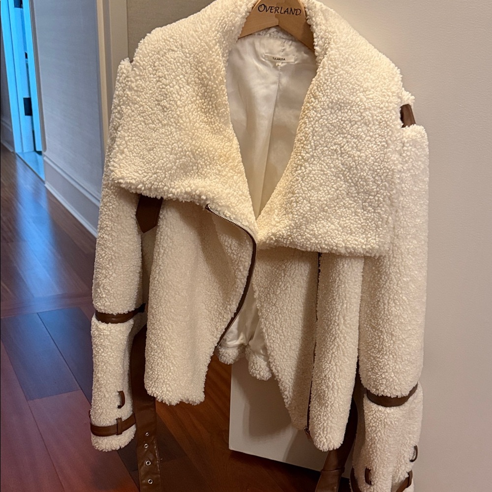 Tularosa Cream Teddy Jacket with Brown Accents